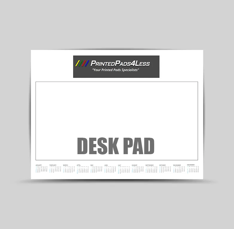 An A3 size desk pad with large are for making notes and jotting ideas with full width annual calendar in footer.